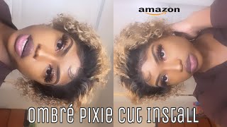 Short Ombré Curly Pixie Cut Lace Frontal Wig Install | Ft. Lushwig Aorbige | Amazon Wig Review