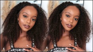 Ombre #1B/30 Pre Plucked Afro Kinky Curly Lace Front Wig Human Hair Install | Eayon Hair