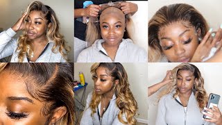 New Hd Lace Frontal Wig Install ⎮ Honey Blonde Ombre With Highlights ⎮ Ft. Candygirl Extensions