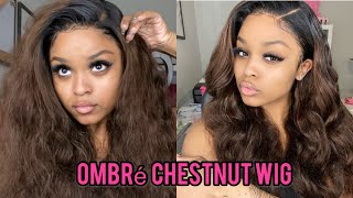 Best Chestnut Ombre Lace Frontal Wig Install| Ari J.