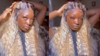 $38 Ombre Blonde Crimped Lace Front Wig! Outre Melted Hairline Hd Lace Front Wig Lilyana Review