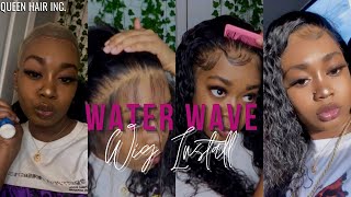 22" Water Wave Lace Frontal Wig No Part Install | Queen Hair Inc