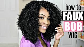 Faux Bob On Natural Hair► Curly Lace Front Wig