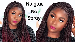 Glueless Braided Wig Using A Styling Mousse Only | Ft Braids Queen | Omoni Got Curls