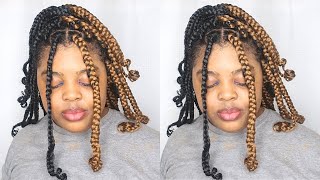 Half Color Box Braids With Curly Ends  Beginner Friendly Tutorial On Yourself