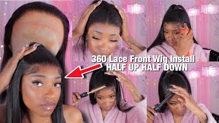 Half Up Half Down Install On A 360 Lace Front Wig (Best Straight Wig Ever) | Ronnie Hair