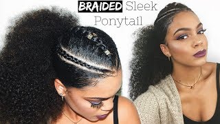 Trendy Braided Sleek Ponytail Curly Hairstyle