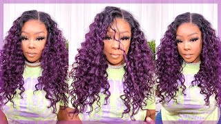 Gorgeous Purple Curls Under $40 | The Stylist Hd 13X6 Lace Selena | Nizzy Mac