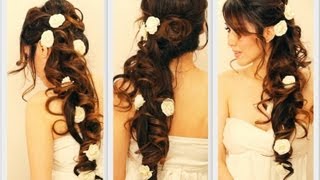 ★ Elegant Side-Swept Curls Wedding Prom Hairstyles Tutorial | Curly Bridal Updo For Long Hair