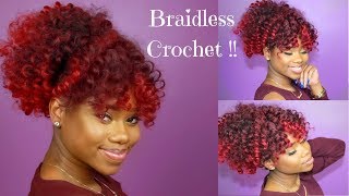 Braidless Crochet - High Puff And Curly Bang || Jamaican Bounce Crochet Braiding Hair