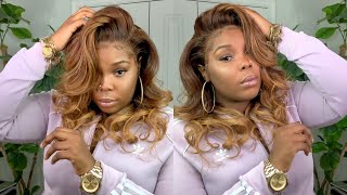 Honey Blonde Bombshell Hair Style With This Ombre 360 Frontal Wig | Lwigs