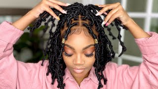 First Time Installing A Braided Wig! | Butterfly Locs Wig | Neat And Sleek