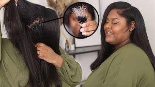 Installing Microloops On Short Relaxed Hair Ft Ywigs