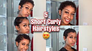 5 Cute Hairstyles For Short Curly Hair *Awkward Length Big Chop Edition* | Kamryn Nicole