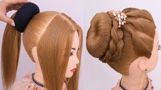 2 Minute Easy Bun Hairstyle For Lahenga L Most Beautiful Hairstyle For Wedding Or Party
