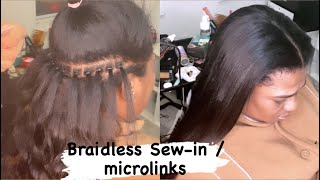 Braidless Sew-In Tutorial / Microlinks It’S Giving Natural #Braidless#Sewin#Microlinks