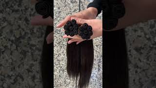 Human Hair Hand Tied Hair Weft Yaki Straight Hand Tied Hair Extensions Women'S Hairstyle
