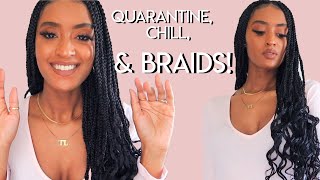 Quarantine, Chill & Braids!! Tutorial | Diy Braids With Curly Ends | Beginners | Tiffany Laibhen