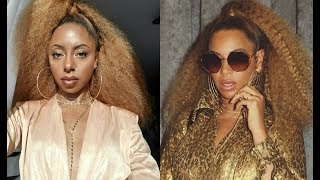 Beyonce Long Natural Hair  Tutorial W Clip In Extensions | Jessica Pettway