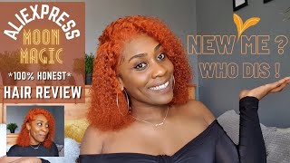 Ginger Burnt Orange Deep Wave Curly  Lace Wig | Ft. Aliexpress Moon Magic Hair  Review | 360 Frontal