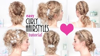 Easy Hairstyles For Back To School, Everyday, Party ★ Quick Curly Updo For Short/Medium Long Hair