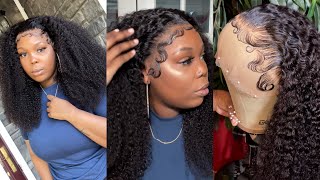 Kinky Curly Wig With Dramatic Baby Hairs | Glueless Lace Frontal Meltdown | Beauty Forever Hair
