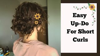 Simple Up-Do For Short Curly Hair ♡