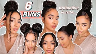 6 Buns Hairstyles For Longer, Thicker Hair Curly Hair  *Protective Styling*