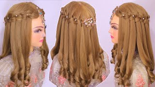 Unique & Easy Curly Hairstyles For Wedding | Easy Braids Hairstyles L Eid Special Hairstyle