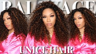 Curly Bombshell Balayage Highlights | Vpart Wig By Unice Hair | Tyestylez