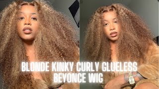 Its Giving Beyonce Vibes  The Best Blonde Kinky Curly Wig  Glueless + Review Ft Unice
