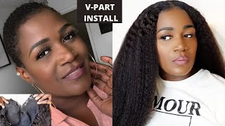 Wow How To Quick Blend A V-Part Wig Install On Very Short Natural Hair | Julia Hair