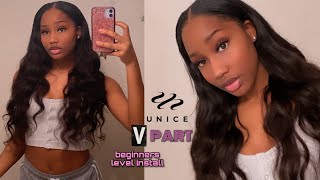 Very Pretty & Easy V-Part Wig Install | Unice Hair  [Week 1 Of My Big Chop]