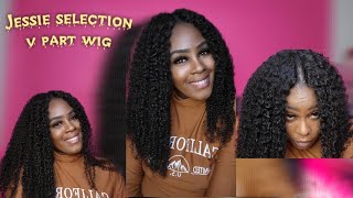 Jessies Wig Kinky Curly V Part Wig No Leave Out ! #Jessiesselection #Jessieswig #Vpartwig