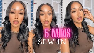 5Mins?Fake A Sew In With This U-Part Wig!! My Tresses Gold Label Leave Out Wig
