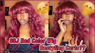 #Elfinhair Review Tried This Sizza Curls With Your Lace Wig? 99J Red Color Wig Install & Restyle