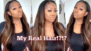 My Real Hair? How To Install A U Part  Wig On Short Hair| Brown Balayage Hair! Beauty Forever