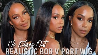 No Edges Out! No Lace! Realistic Straight Bob V Part Wig | Unice Hair| Alwaysameera