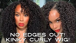 No Lace? No Edges Out! Best Kinky Curly V Part Wig! Beautyforever | Alwaysameera