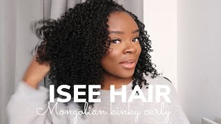 Isee Hair Mongolian Kinky Curly U Part Wig | Unsponsored Review + How I Blend My Leave Out