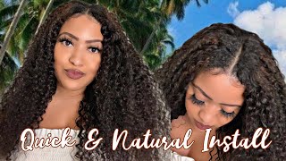 Its Giving Scalp!! 5 Min Install| Jerry Curl V Part Wig Ft. Unice Hair
