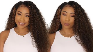 Must Have Best Easiest 1-Min Install Balayage Curly V Part Wig | Beauty Forever Hair
