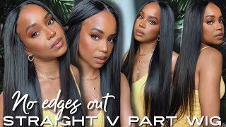 Minimal Leave Out! No Edges Out! Best Straight V Part Wig Install | Beautyforever | Alwaysameera