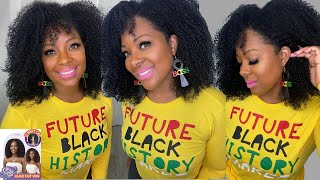 (Reloaded ) Kinky Curly U-Part Afro Wig || Outre 100% Human Hair Leave Out Wig - Coily Fro 14″