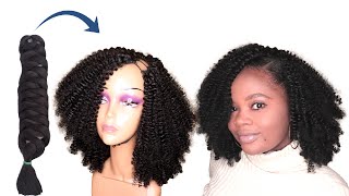 Diy Curly Crochet U- Part Wig Made From Expression Braid Extension -  Quick Crochet Wig
