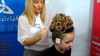 How To Put On A Caitlyn Loose Curl Irish Dancing Bun Wig