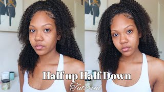 Half Up Half Down Kinky Curly U-Part Wig Tutorial