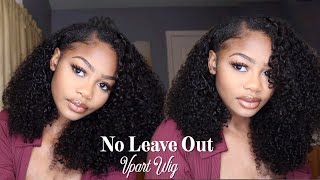 No Lace? No Edges Out! Best Kinky Curly V Part Wig! Unicehair