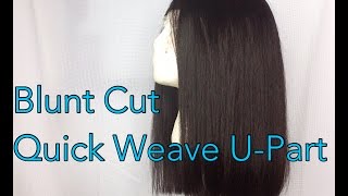 Blunt Cut Quick-Weave U-Part Wig Install | #Rarejewelsonly Unboxing Review