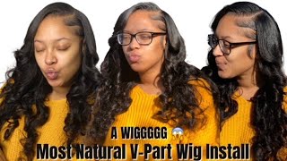 No Lace No Glue | Most Natural Leave Out | V Part Wig Install | Nadula Hair